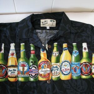 Vintage Hawaiian Beer Bottles Shirt, M